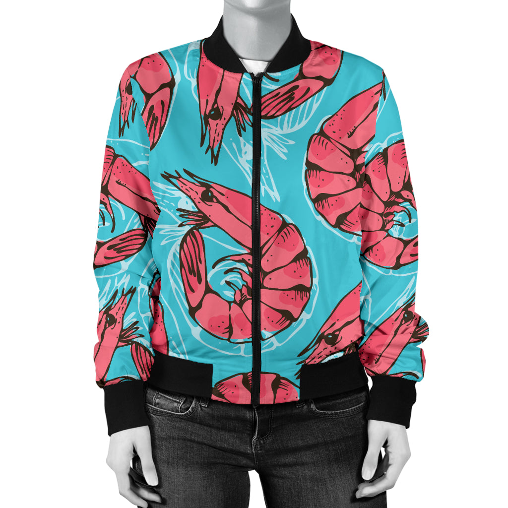 Prawn Pattern Print Design 01 Women's Bomber Jacket
