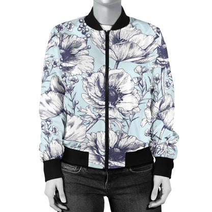 Anemone Pattern Print Design 02 Women's Bomber Jacket