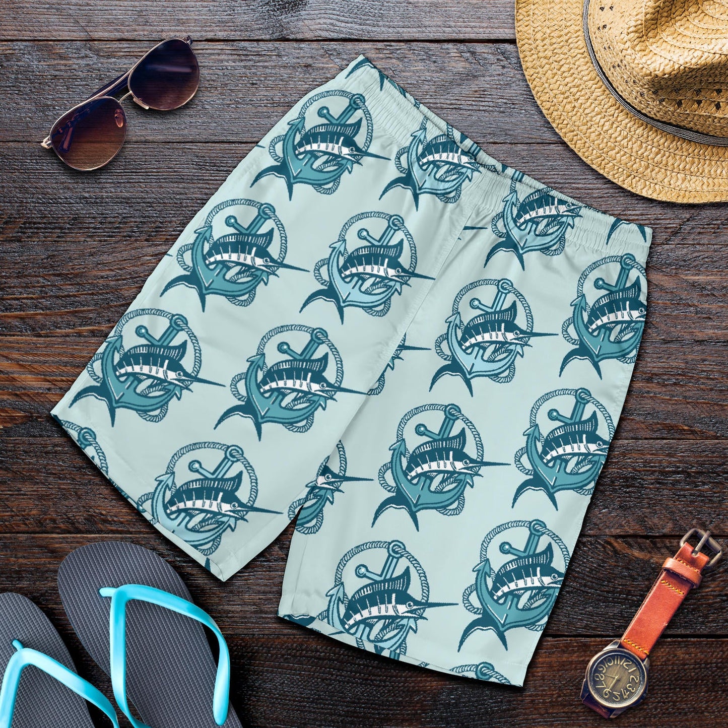 Swordfish Pattern Print Design 03 Mens Shorts