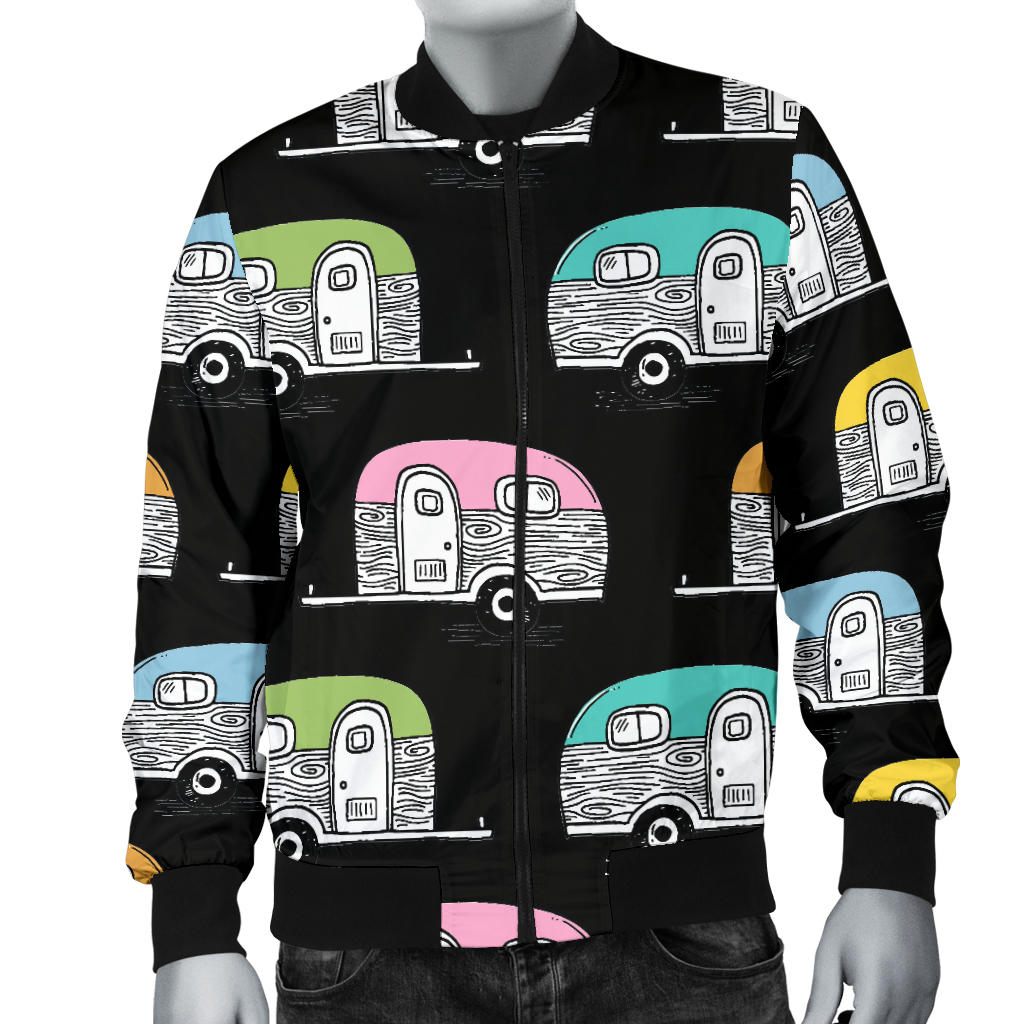Camper Pattern Camping Themed No 2 Print Men Bomber Jacket
