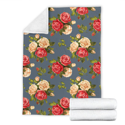 Rose Pattern Print Design RO017 Fleece Blanket