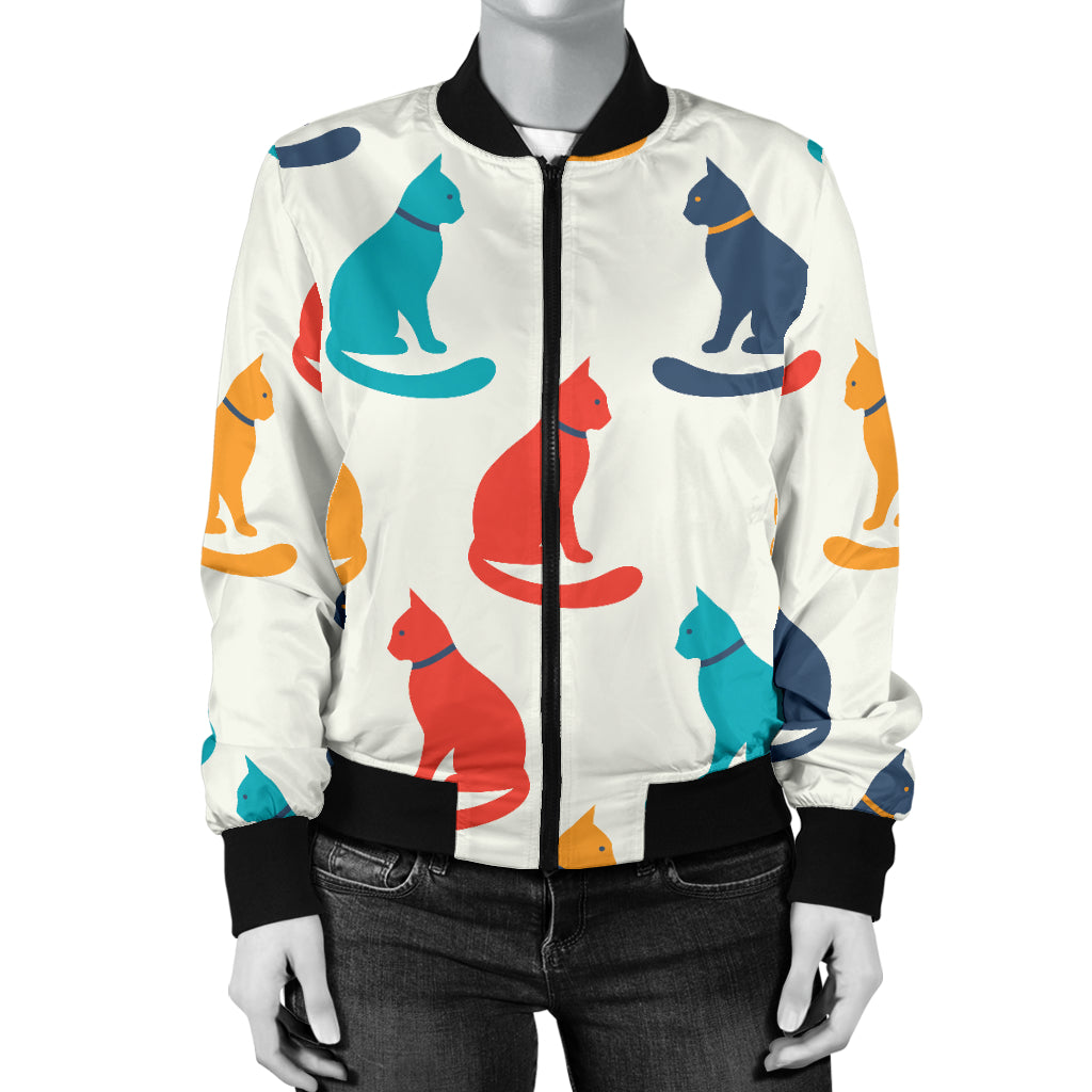 Cat Pattern Print Design 03 Women's Bomber Jacket