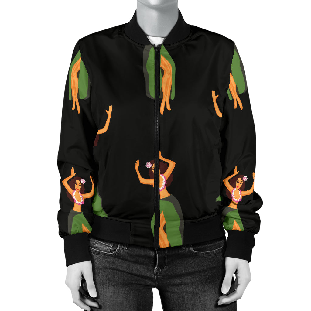 Hula Dancers Girl Pattern Print Design 01 Women's Bomber Jacket