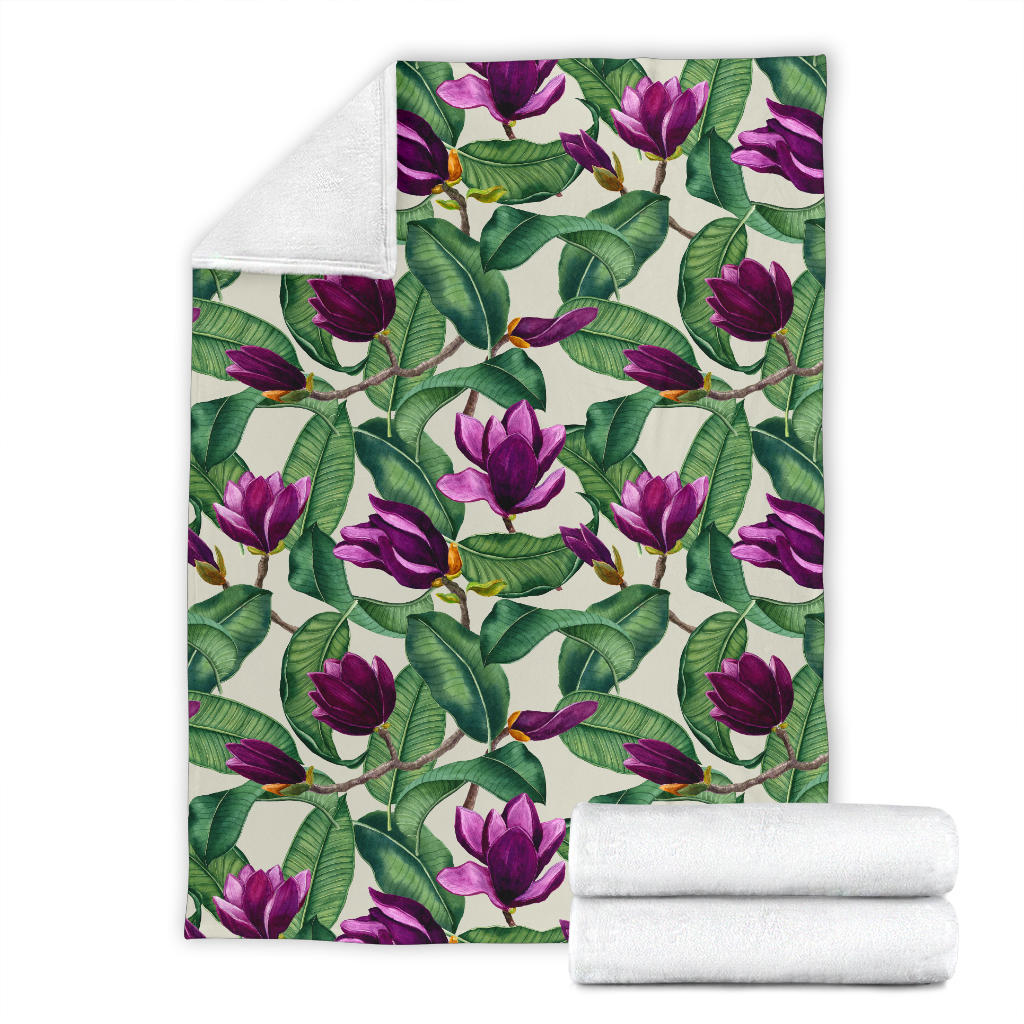 Magnolia Pattern Print Design MAG07 Fleece Blanket