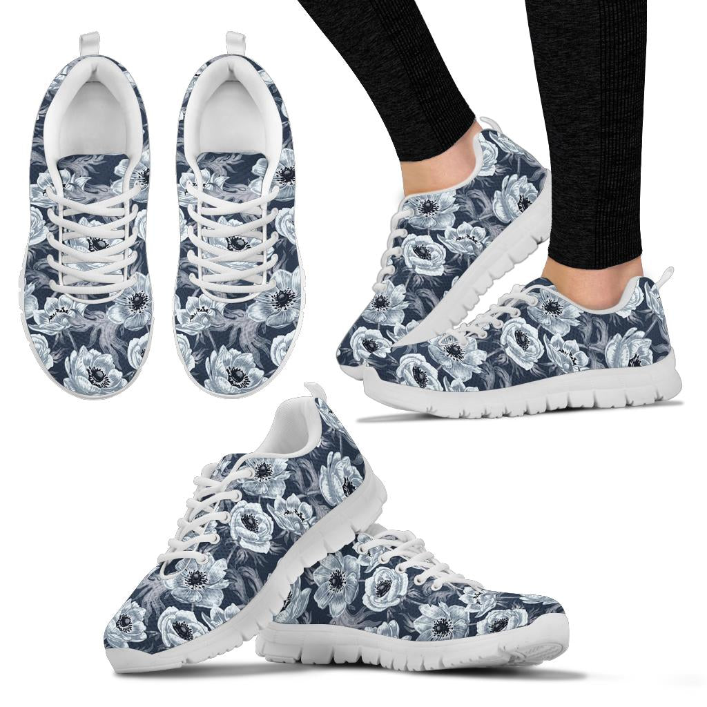 Anemone Pattern Print Design AM09 Sneakers White Bottom Shoes