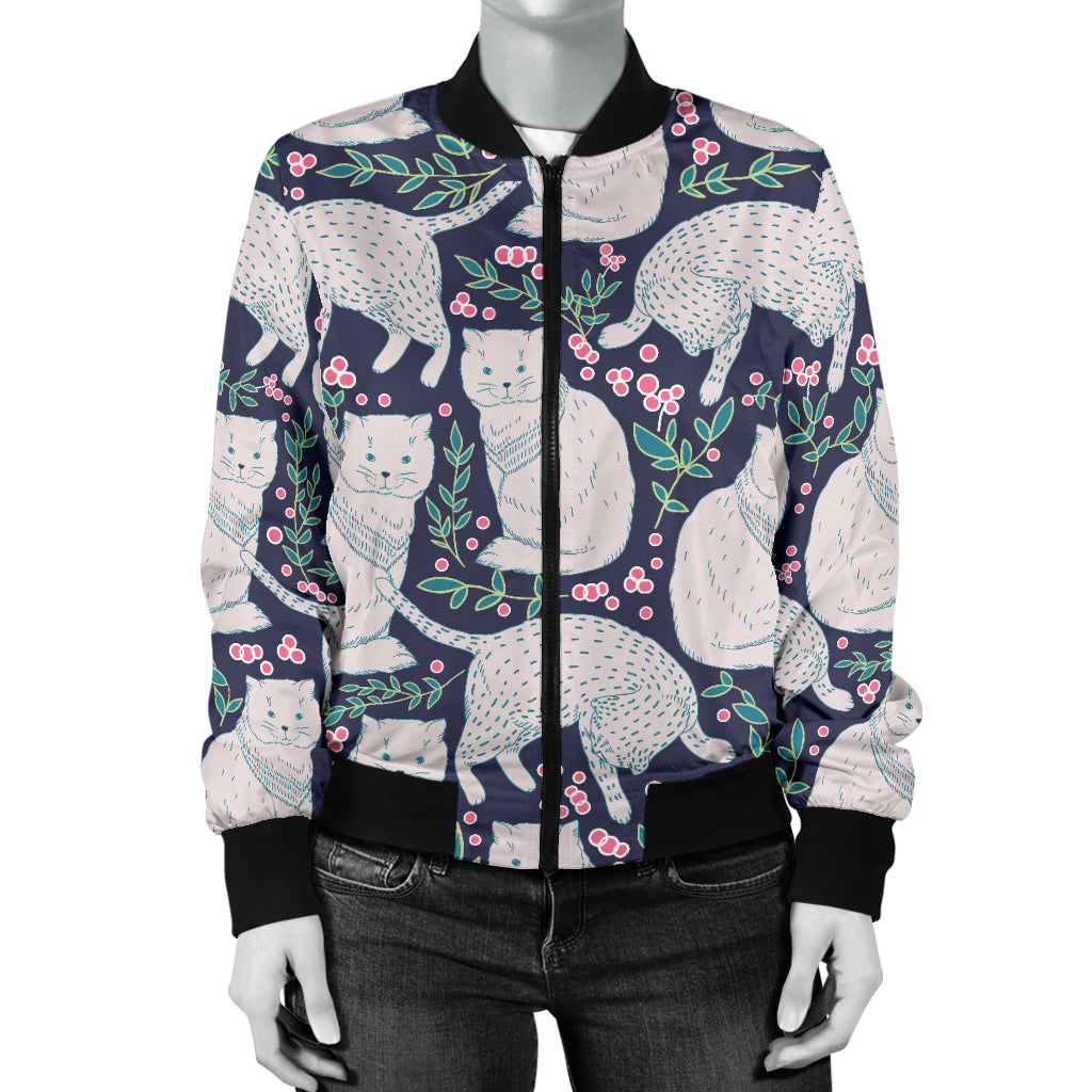 Cat Pattern Print Design 06 Women's Bomber Jacket