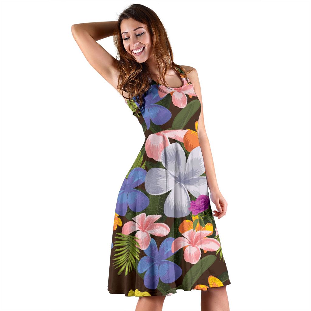 Plumeria Pattern Print Design PM03 Midi Dress