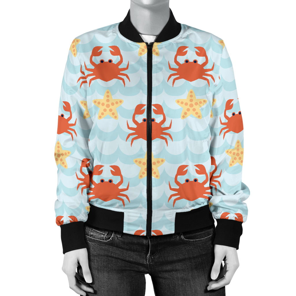 Crab Pattern Print Design 03 Women's Bomber Jacket