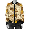 Bee Pattern Print Design BEE05 Women Bomber Jacket