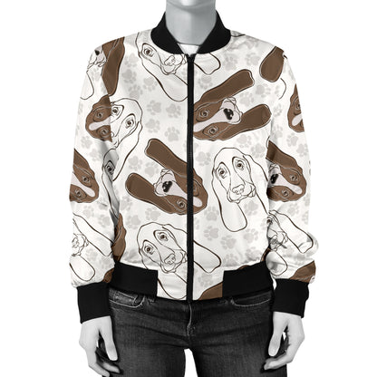 Basset Hound Pattern Print Design 01 Women's Bomber Jacket