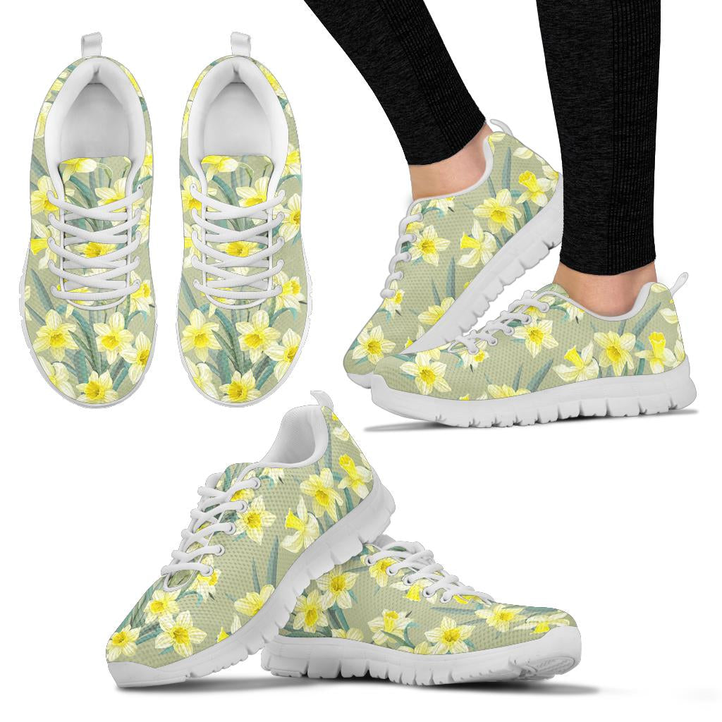 Daffodils Pattern Print Design DF01 Sneakers White Bottom Shoes