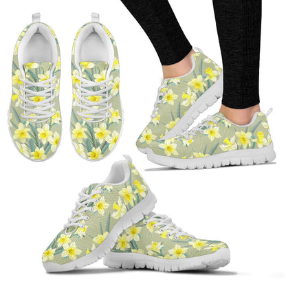 Daffodils Pattern Print Design DF01 Sneakers White Bottom Shoes