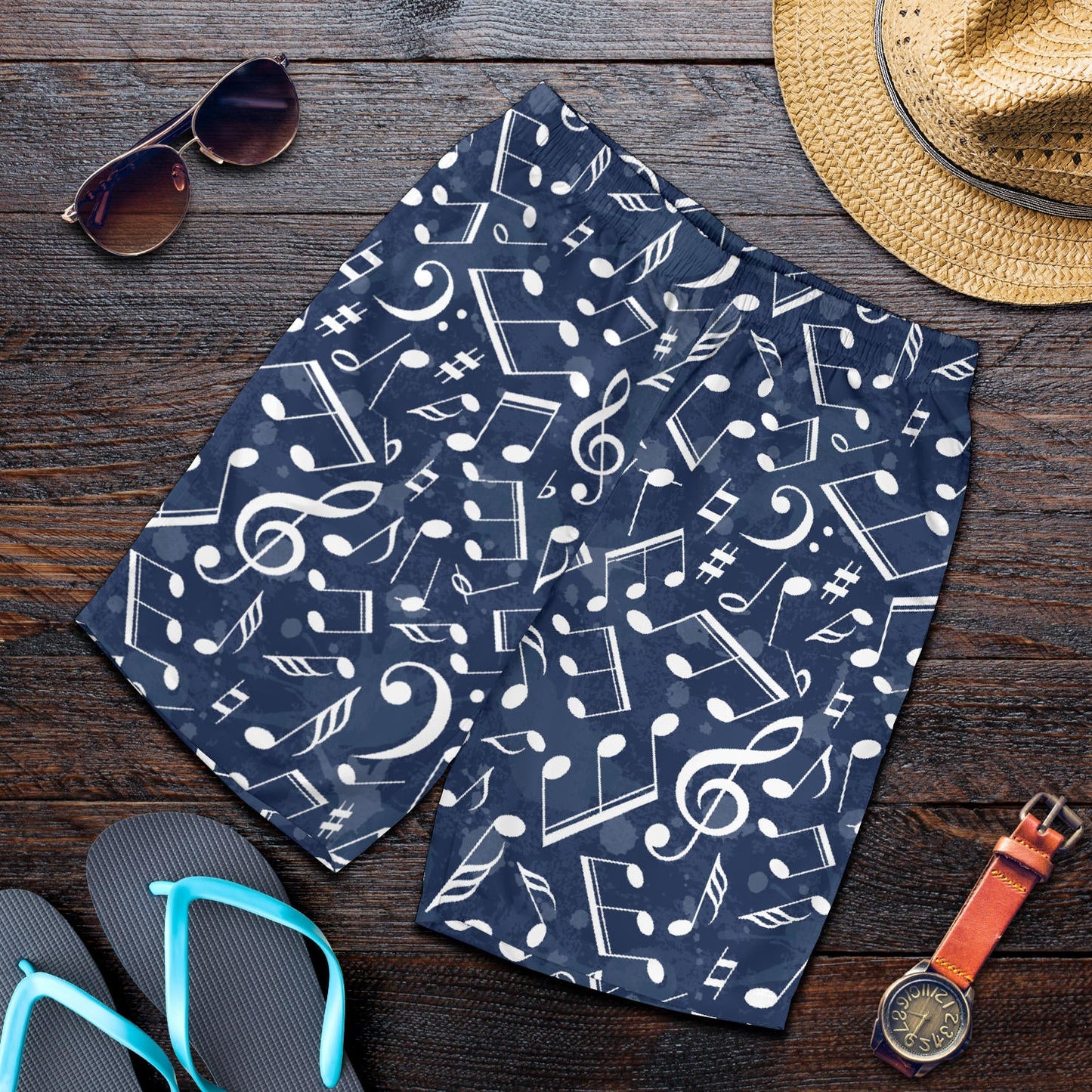 Music note Pattern Print Design A02 Mens Shorts