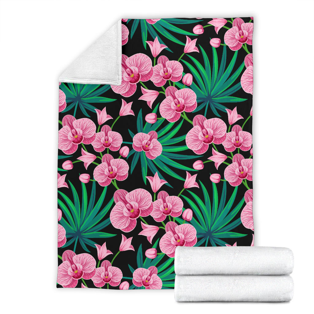 Orchid Pink Pattern Print Design OR06 Fleece Blanket