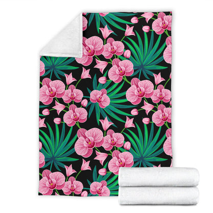 Orchid Pink Pattern Print Design OR06 Fleece Blanket