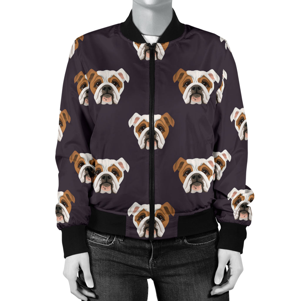 Bulldogs Pattern Print Design 03 Women's Bomber Jacket