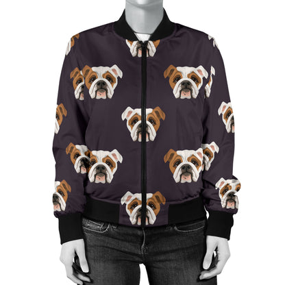 Bulldogs Pattern Print Design 03 Women's Bomber Jacket