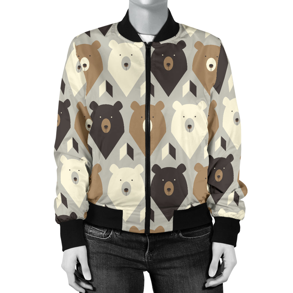 Bear Pattern Print Design 04 Women's Bomber Jacket