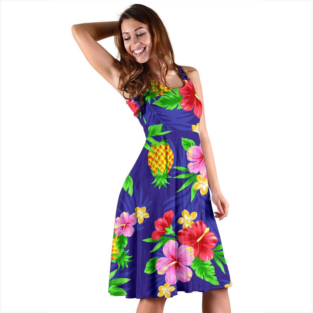 Hawaiian Themed Pattern Print Design H05 Midi Dress