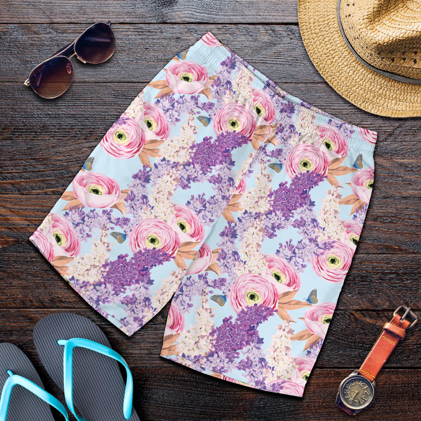 Lilac Pattern Print Design LI03 Mens Shorts