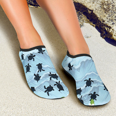 Sea Turtle Pattern Print Design T011 Aqua Water Shoes