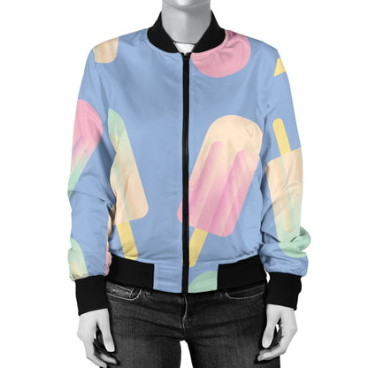 Ice Cream Pattern Print Design 05 Women's Bomber Jacket