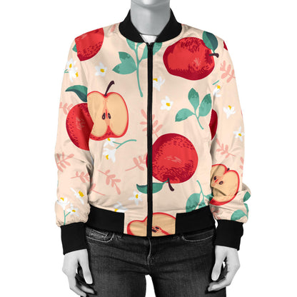 Apple Pattern Print Design AP06 Women Bomber Jacket