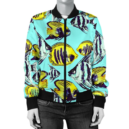 Angelfish Pattern Print Design 02 Women's Bomber Jacket