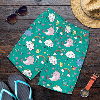 Narwhal Pattern Print Design 04 Mens Shorts