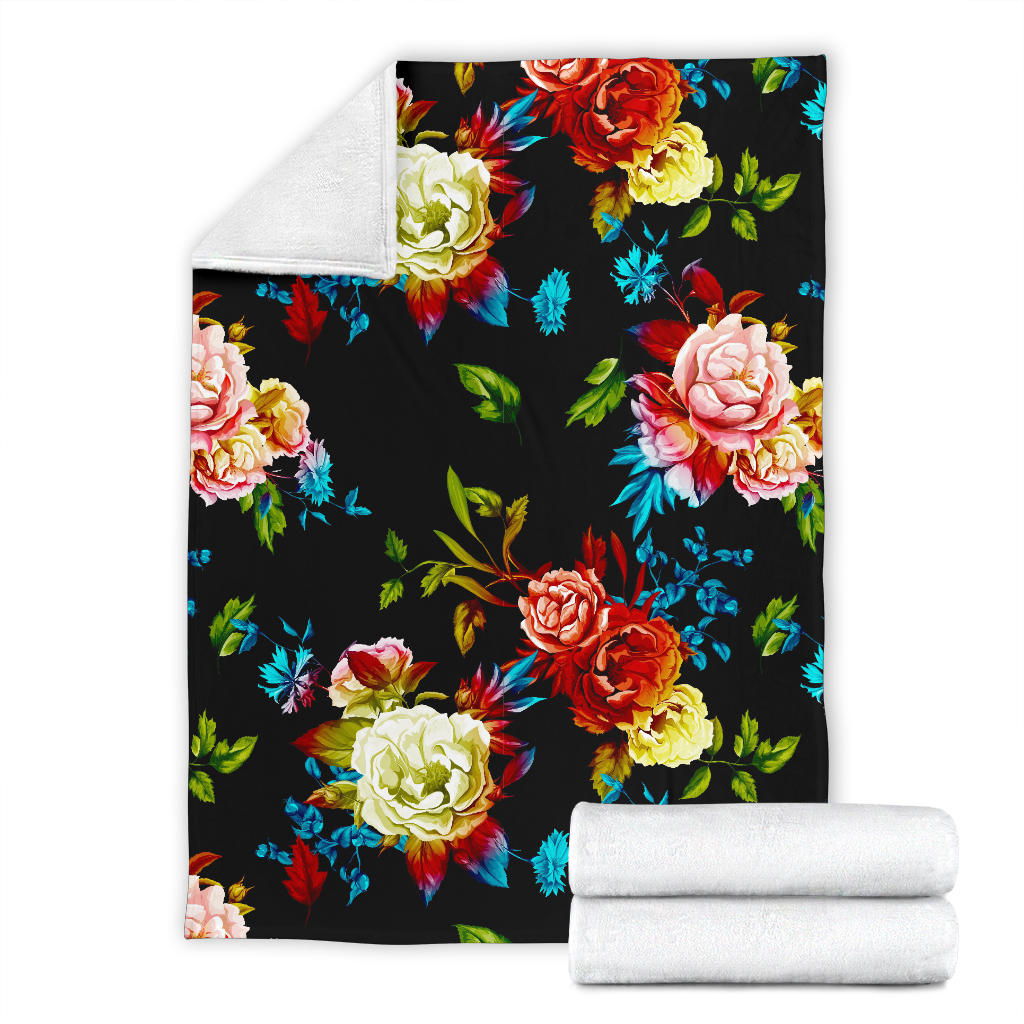 Peony Pattern Print Design PE07 Fleece Blanket