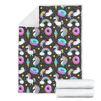 Donut Unicorn Pattern Print Design DN09 Fleece Blanket