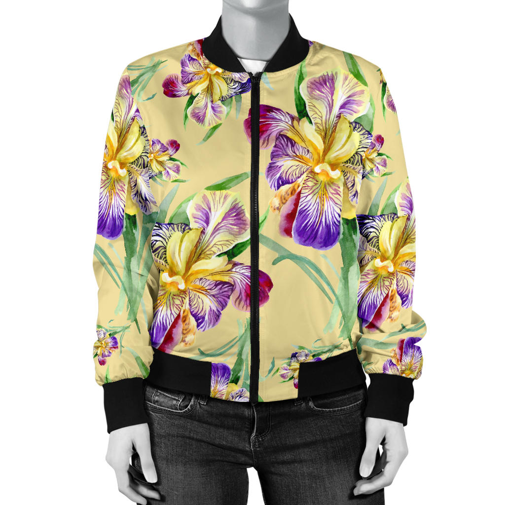 Iris Pattern Print Design IR06 Women Bomber Jacket
