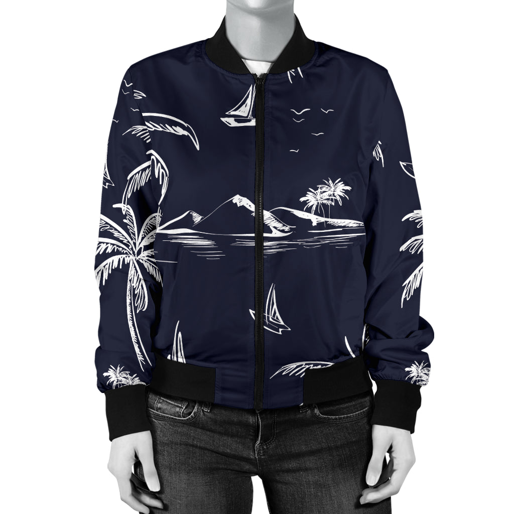 Pacific island Pattern Print Design A02 Women's Bomber Jacket