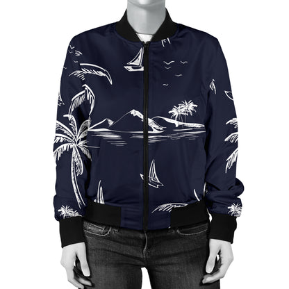 Pacific island Pattern Print Design A02 Women's Bomber Jacket