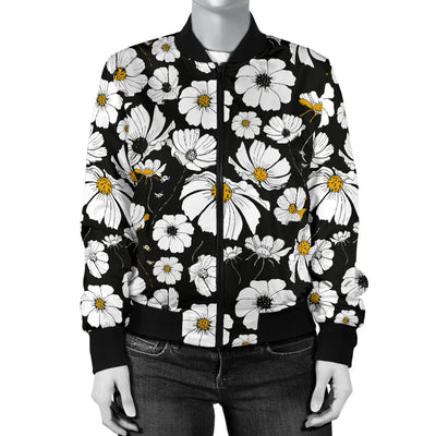 Daisy Pattern Print Design 02 Women's Bomber Jacket