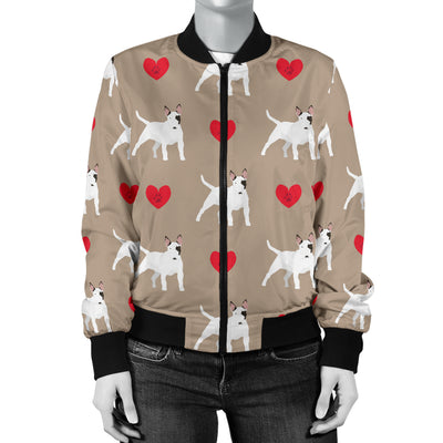 Bull Terriers Pattern Print Design 01 Women's Bomber Jacket