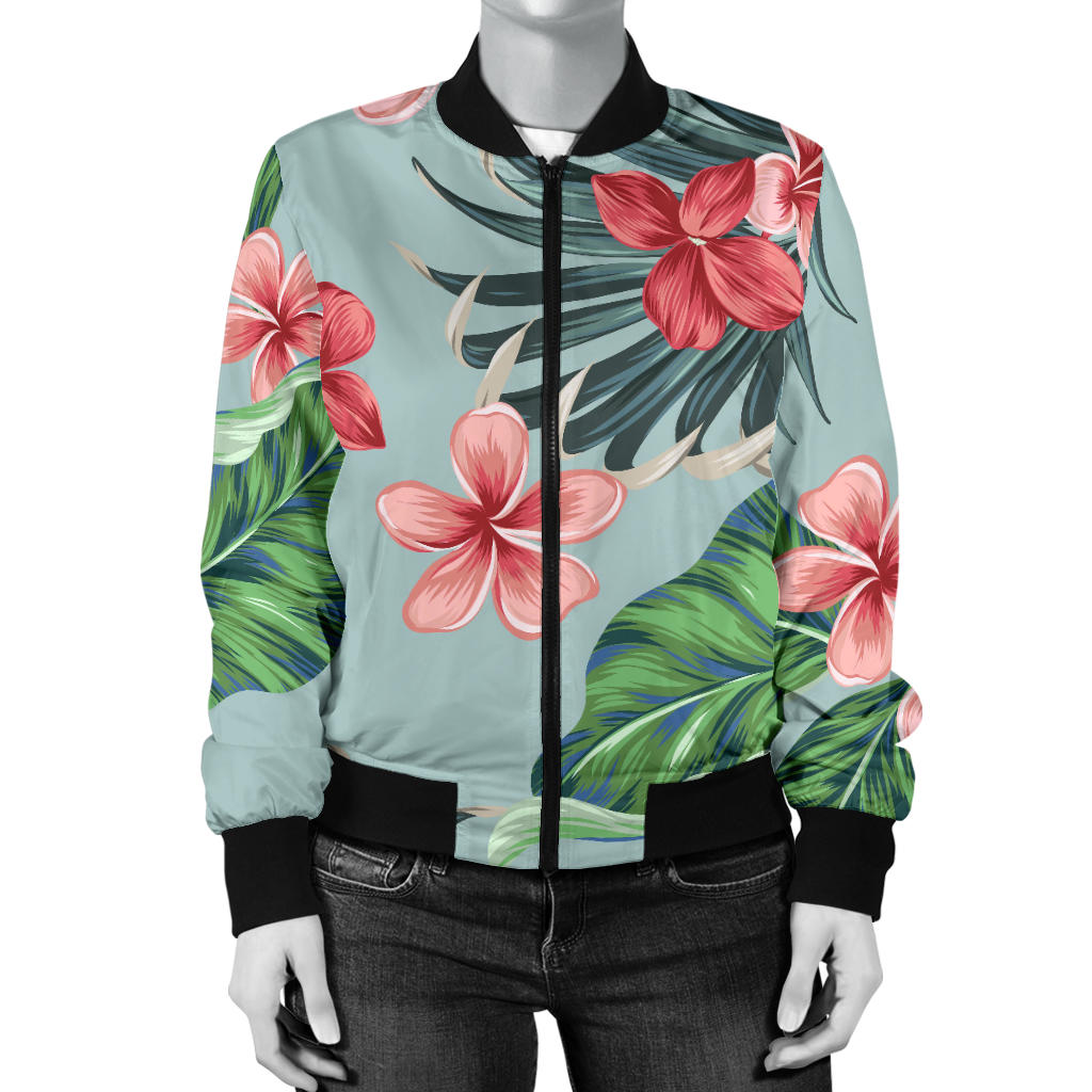 Plumeria Pattern Print Design PM027 Women Bomber Jacket