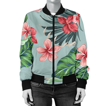 Plumeria Pattern Print Design PM027 Women Bomber Jacket