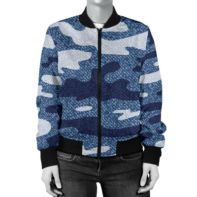 Jean Camouflage Pattern Print Design 05 Women's Bomber Jacket