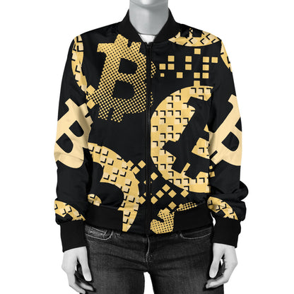 Bitcoin Pattern Print Design DO06 Women Bomber Jacket