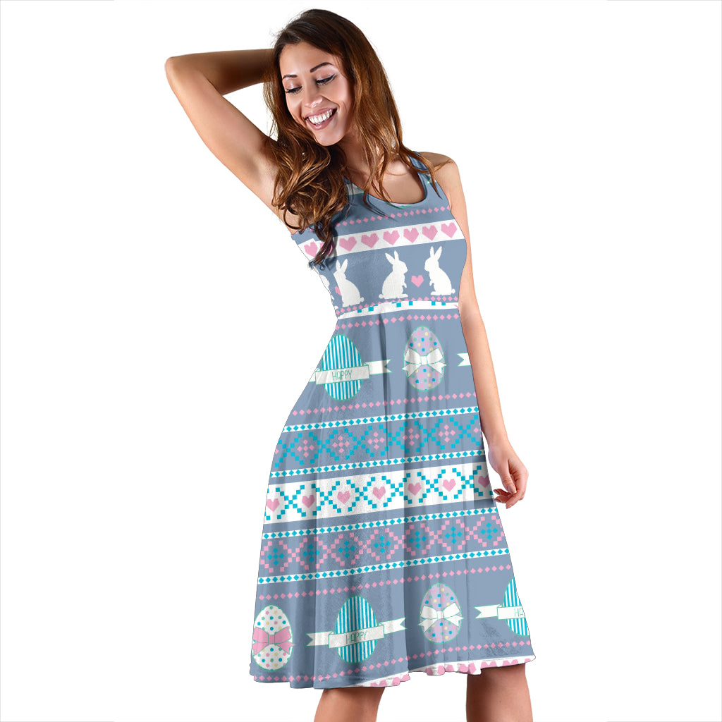 Easter Eggs Pattern Print Design RB013 Midi Dress