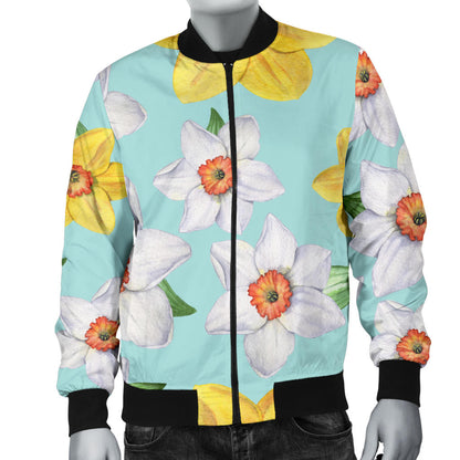Daffodils Pattern Print Design DF07 Men Bomber Jacket