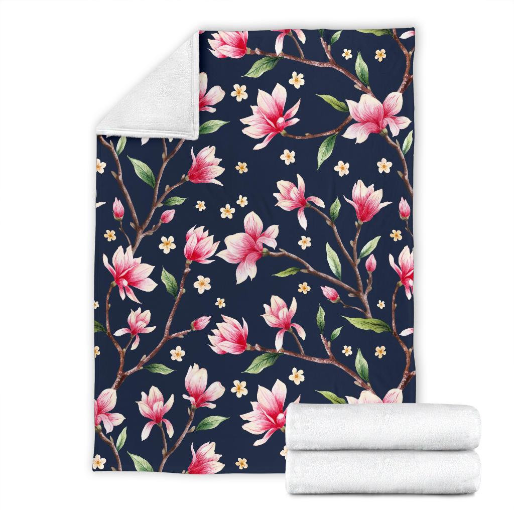 Magnolia Pattern Print Design MAG09 Fleece Blanket