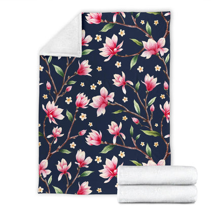 Magnolia Pattern Print Design MAG09 Fleece Blanket