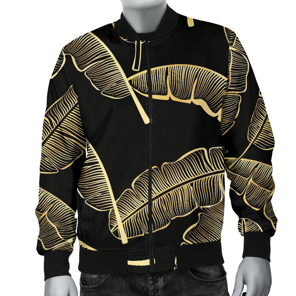 Banana Leaf Pattern Print Design BL07 Men Bomber Jacket