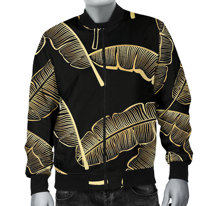 Banana Leaf Pattern Print Design BL07 Men Bomber Jacket