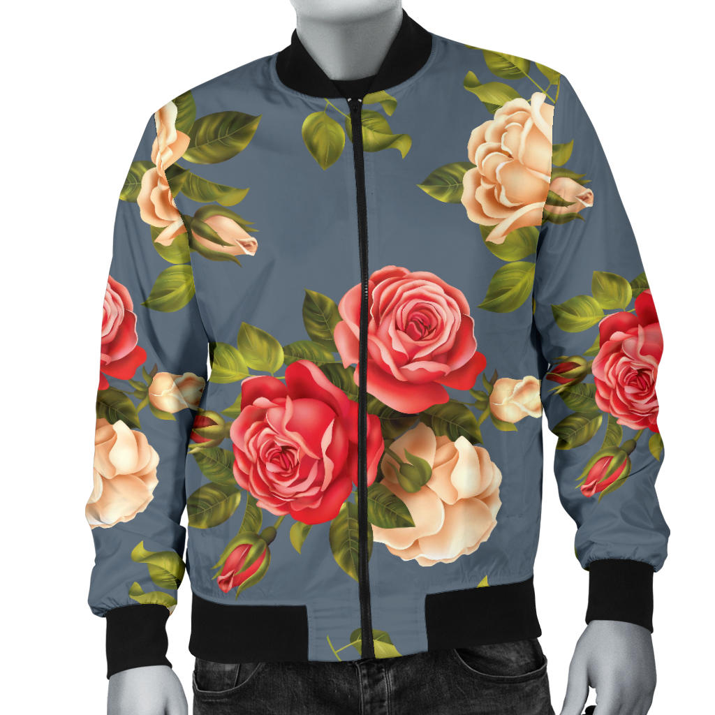 Rose Pattern Print Design RO017 Men Bomber Jacket