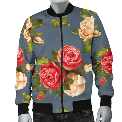 Rose Pattern Print Design RO017 Men Bomber Jacket