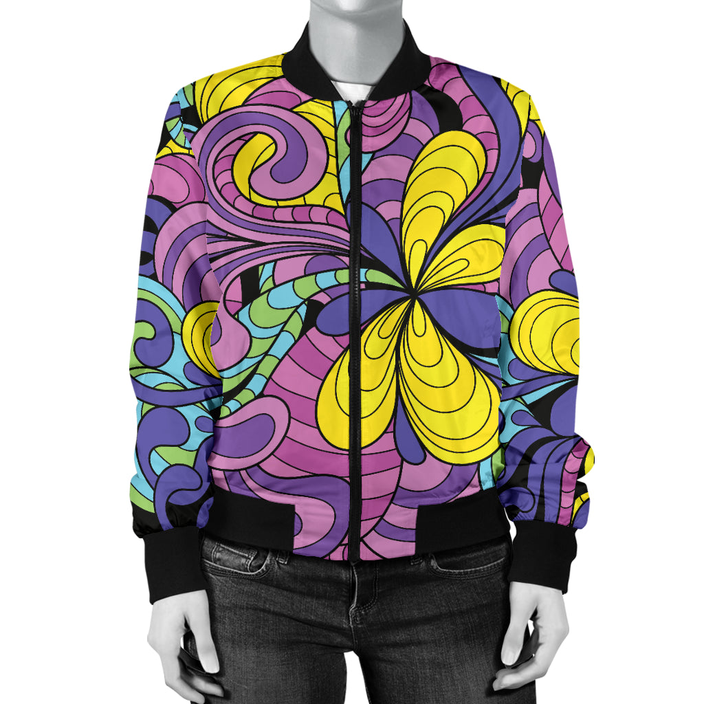 Psychedelic Pattern Print Design A04 Women's Bomber Jacket