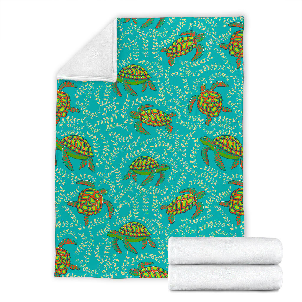Sea Turtle Pattern Print Design T010 Fleece Blanket